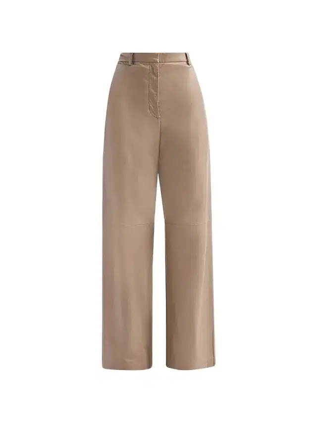 Women's Leather Wide-Leg Pants - Moka Meringa