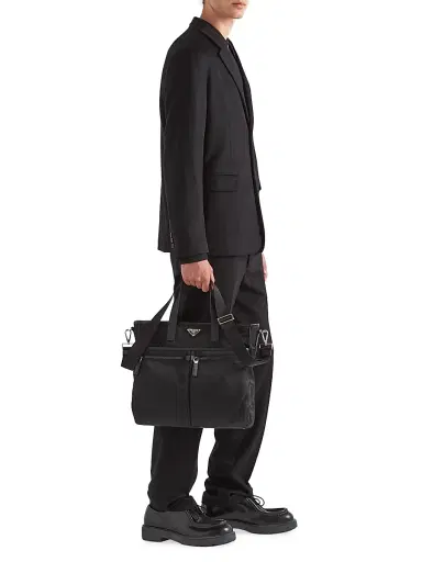 Prada Men's Re-Nylon and Saffiano Leather Tote Bag - Black | Thumbnail 2