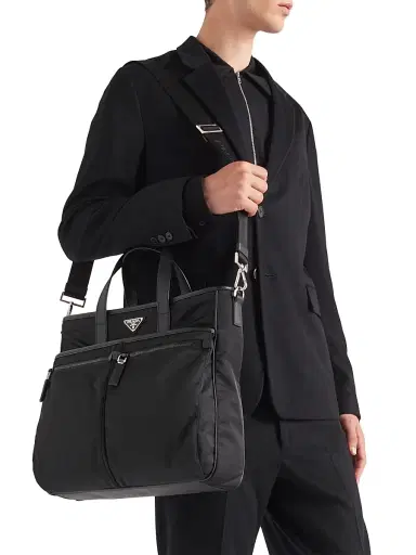 Prada Men's Re-Nylon and Saffiano Leather Tote Bag - Black | Thumbnail 3