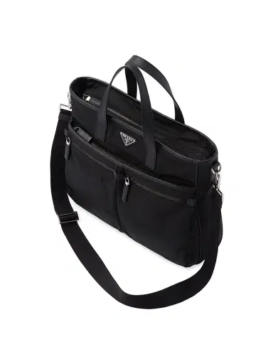 Prada Men's Re-Nylon and Saffiano Leather Tote Bag - Black | Thumbnail 4