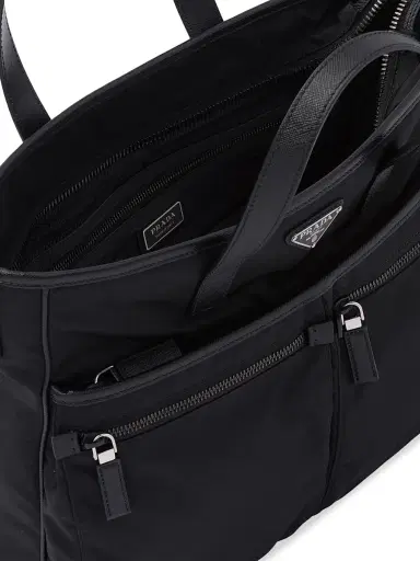 Prada Men's Re-Nylon and Saffiano Leather Tote Bag - Black | Thumbnail 6