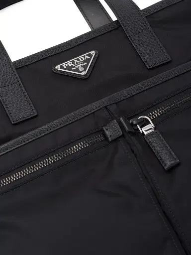 Prada Men's Re-Nylon and Saffiano Leather Tote Bag - Black | Thumbnail 7