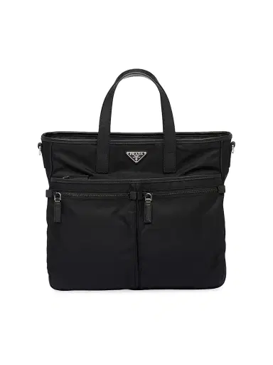Prada Men's Re-Nylon and Saffiano Leather Tote Bag - Black | Thumbnail 1