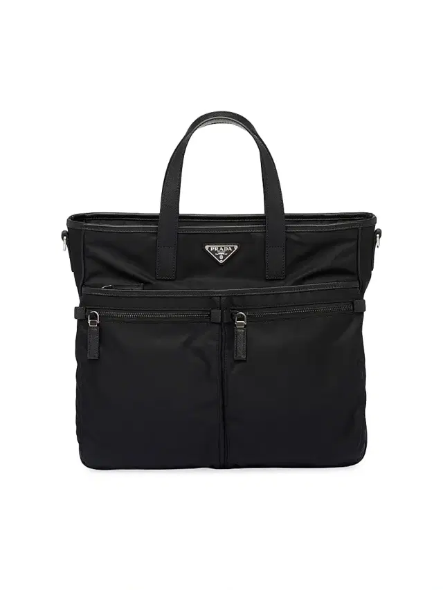 Prada Men's Re-Nylon and Saffiano Leather Tote Bag - Black