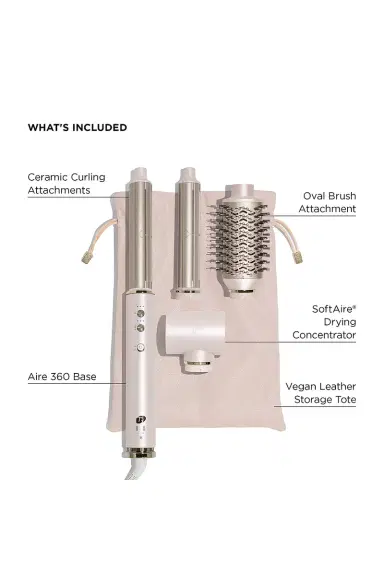 T3 Aire 360 Air Styler Blowout Kit With Dual Voltage And Ceramic Curling Attachments | Thumbnail 2