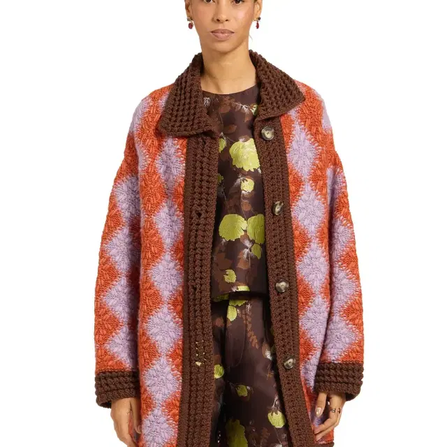 La Double J Crochet Bowling Cardigan