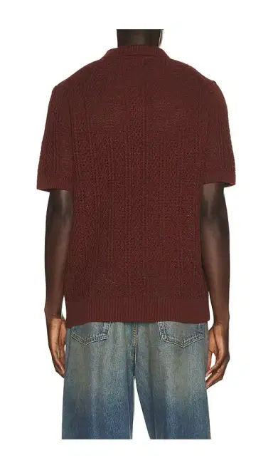 Vince Seed Stitch Rib Short Sleeve Polo Shirt | Thumbnail 2
