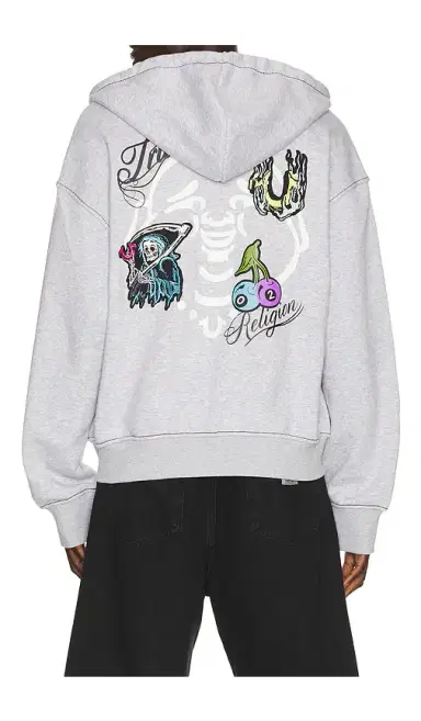 True Religion Buddha Face Big T Boxy Zip Up Hoodie | Thumbnail 1