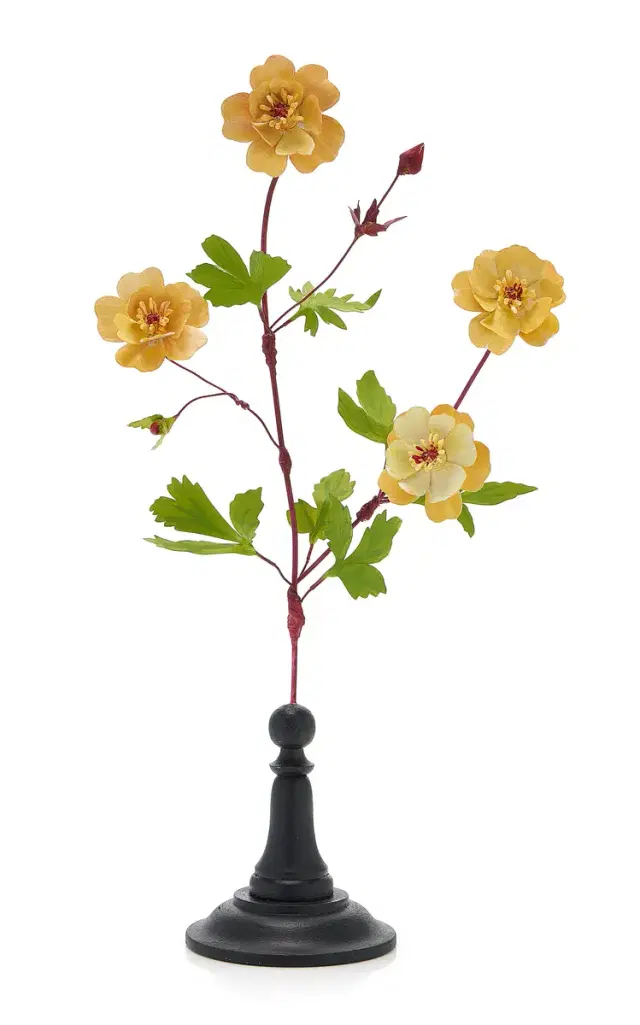 Erbavoglio Milano Geum Branch Handcrafted Metal Sculpture - Yellow