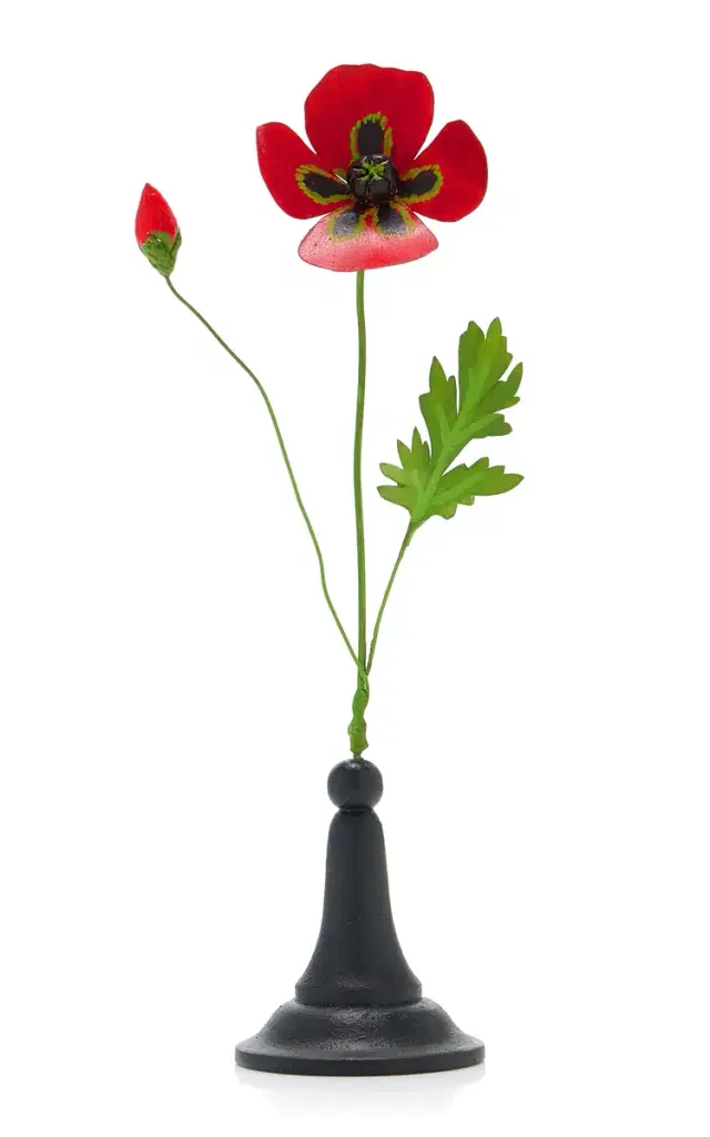 Erbavoglio Milano Poppy Handcrafted Metal Sculpture - Red