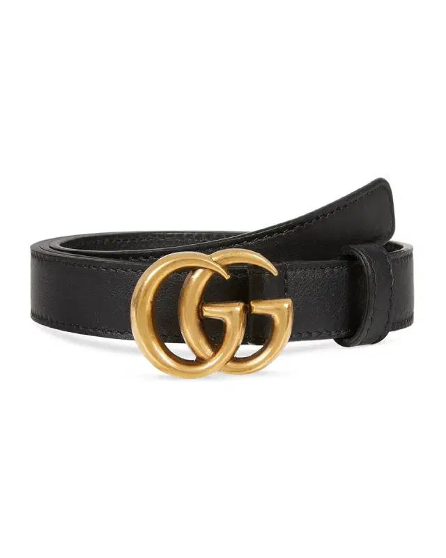 Gucci Thin Leather GG-Buckle Belt