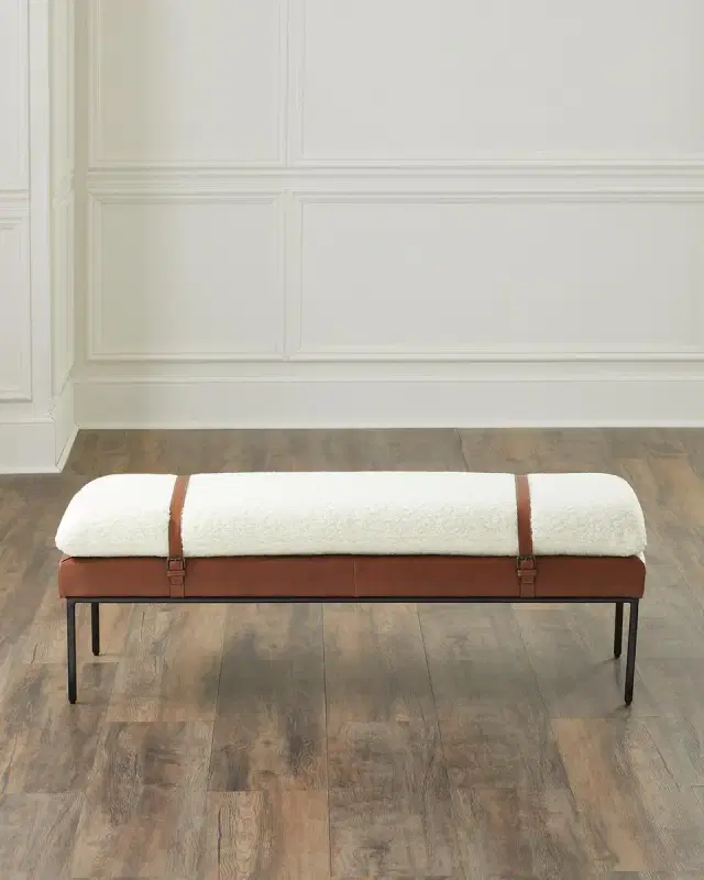 Regina Andrew Austin Leather and Boucle Bench