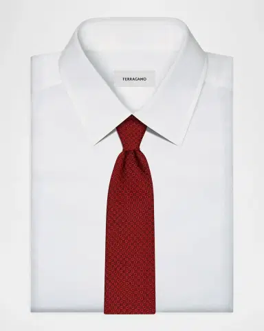 Ferragamo Men's Micro-Gancio Silk Tie | Thumbnail 3