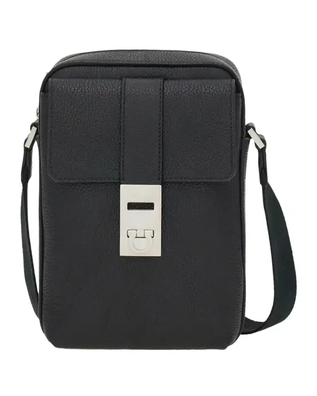 Ferragamo Men's Hug Buckle Leather Crossbody Bag