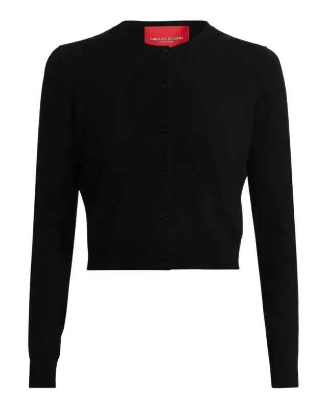 Cotton-Silk Crop Crewneck Cardigan