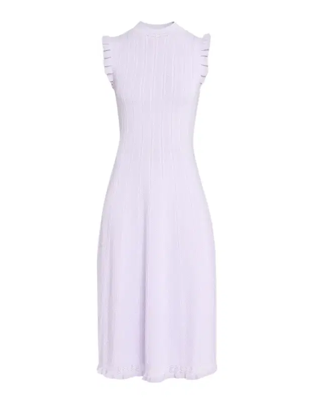 Shoshanna Tucker Ruffle-Trim Pointelle Knit Midi Dress