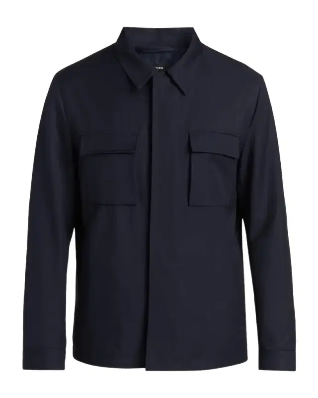 Men's Wool and Silk Flap-Pocket Shirt Jacket Men's Wool and Silk Flap-Pocket Shirt Jacket