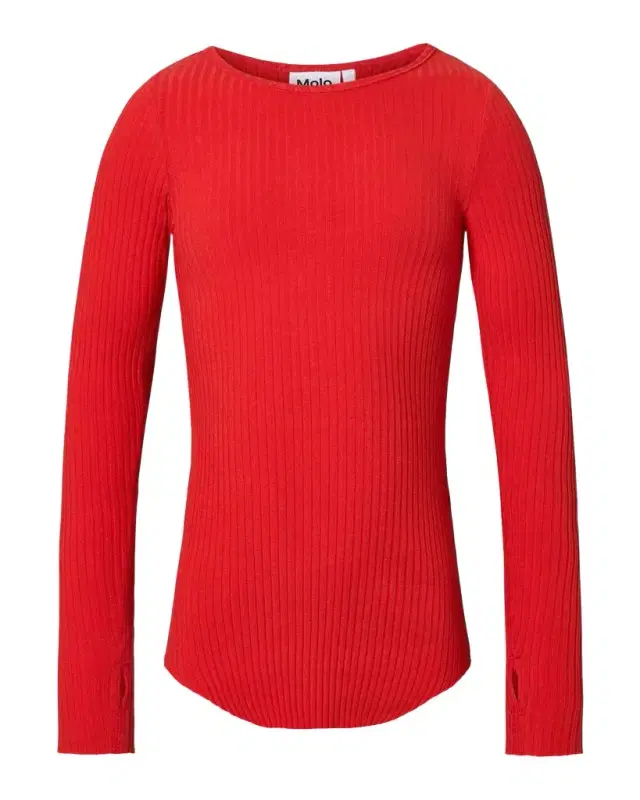 Molo Girl's Rochelle Ribbed Long-Sleeve T-Shirt, Size 3-6