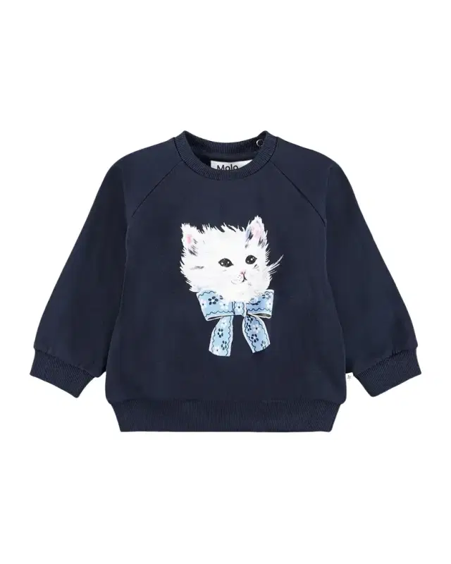 Molo Girl's Disc Fancy Kitty Cotton Sweatshirt, Size 6M-2