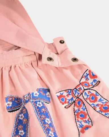 Molo Girl's Bow-Embroidered Cotton Pinafore Dress | Thumbnail 6