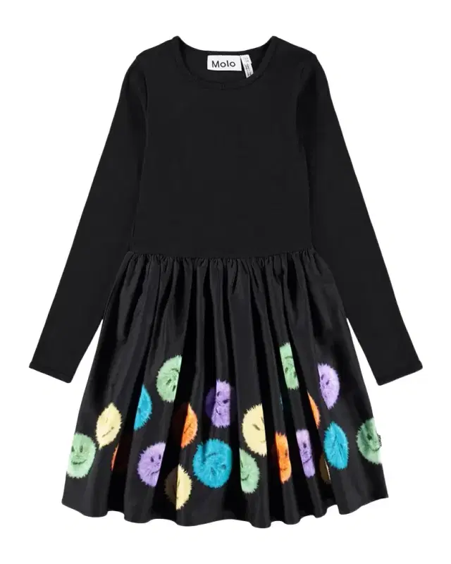 Molo Girl's Casie Printed Cotton Long-Sleeve Dress, Size 8-12