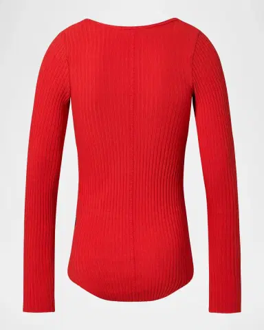Molo Girl's Rochelle Ribbed Long-Sleeve Shirt, Size 7-12 | Thumbnail 3
