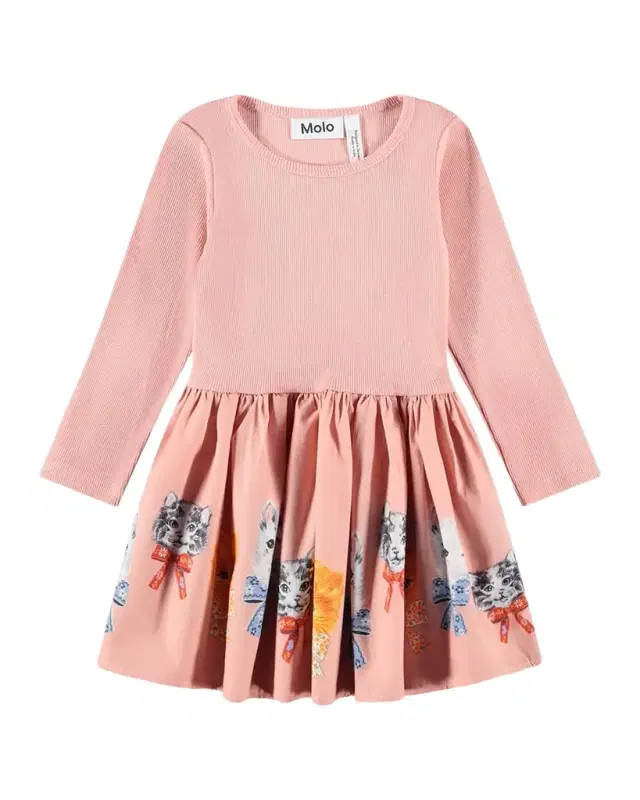 Molo Girl's Candi Fancy Kitty Cotton Dress, Size 3M-4