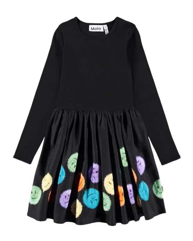 Molo Girl's Casie Printed Cotton Long-Sleeve Dress, Size 3-6