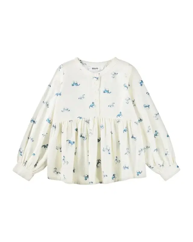 Molo Girl's Rilla Horse-Print Tunic Shirt, Size 7-14