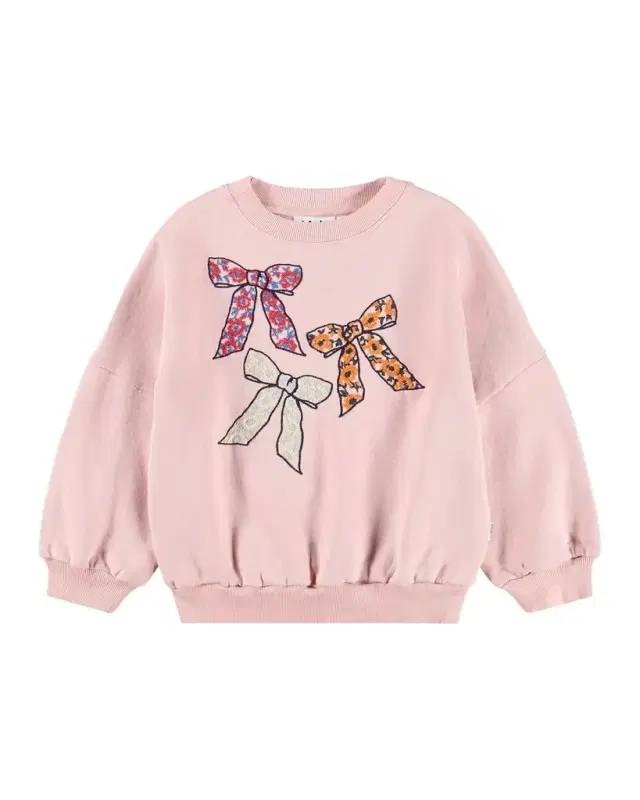 Molo Girl's Marika Bow-Embroidered Sweatshirt, Size 4-6