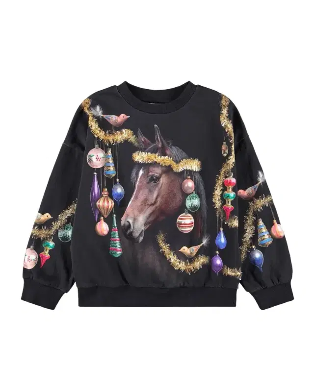 Molo Girl's Maxi Happy Holidays Cotton Sweatshirt, Size 8-10