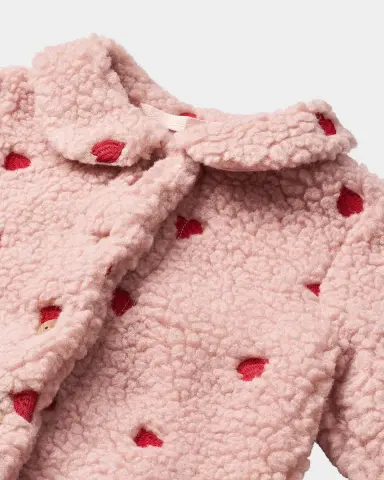 Molo Girl's Ursula Heart-Embroidered Fleece Jacket, Size 3M-3 | Thumbnail 3