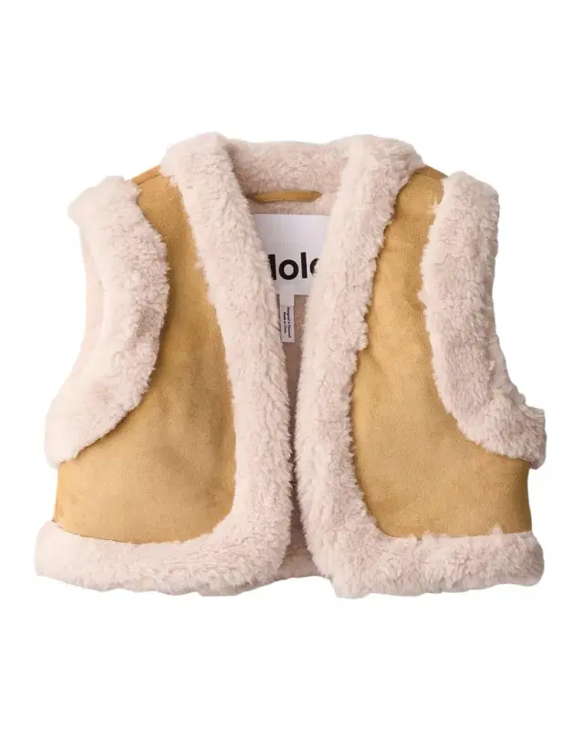 Molo Girl's Hildur Faux Shearling Vest, Size 4-5