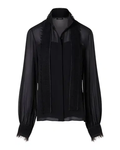 Akris Silk Georgette Embroidered Scarf Blouse | Thumbnail 1
