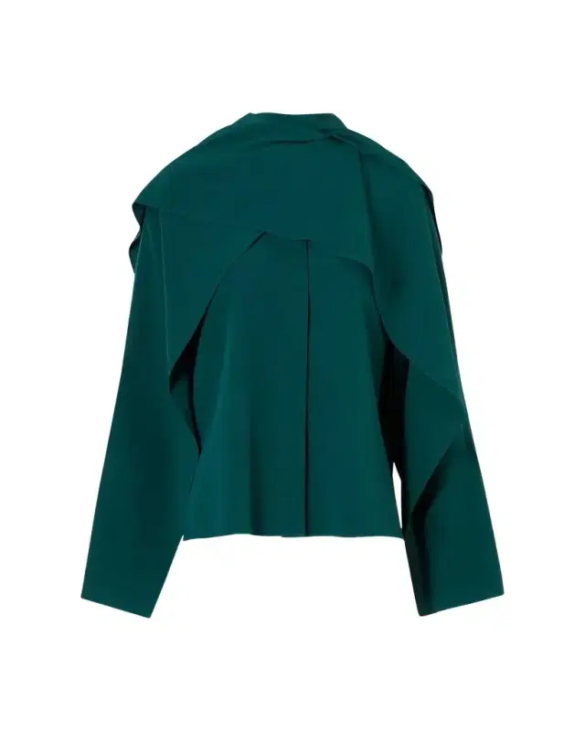 Akris Silk Crepe Sleeve Panel Button-Down Blouse