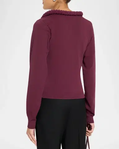 Diotima Mane Fringe Embellished Long-Sleeve Top | Thumbnail 3