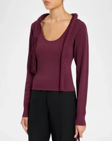 Diotima Mane Fringe Embellished Long-Sleeve Top | Thumbnail 4