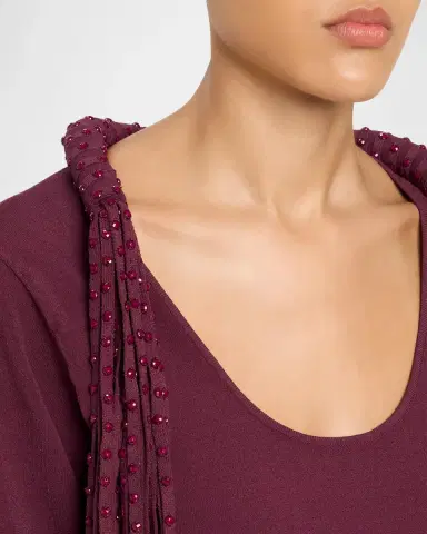 Diotima Mane Fringe Embellished Long-Sleeve Top | Thumbnail 5