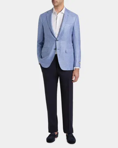 Canali Men's Wool Stretch Straight-Leg Trousers | Thumbnail 2