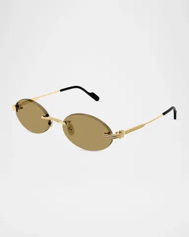 Cartier Men's Premiere de Rimless Oval Metal Sunglasses | Thumbnail 2 Cartier Men's Premiere de Rimless Oval Metal Sunglasses | Thumbnail 2