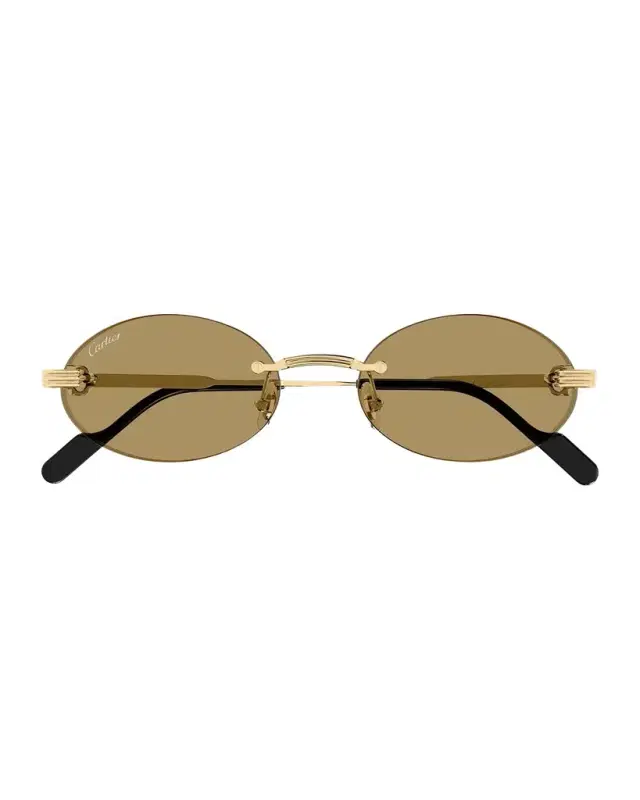 Cartier Men's Premiere de Rimless Oval Metal Sunglasses