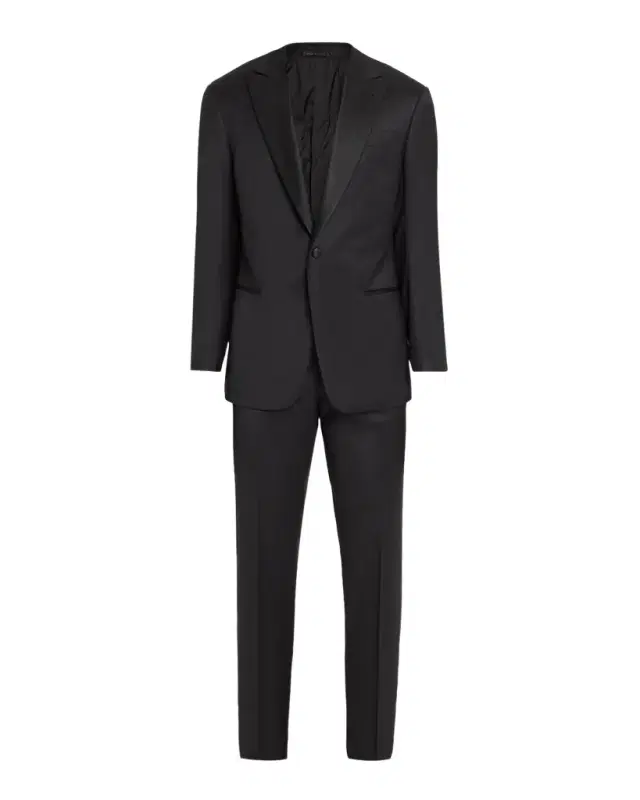 Men's Diamond-Woven Stretch-Virgin Wool Tuxedo