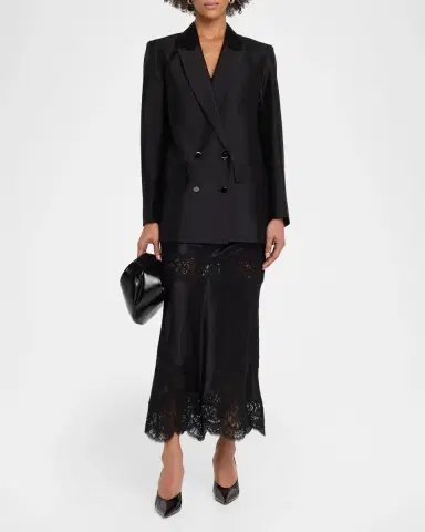 CYNTHIA ROWLEY Lace-Trim Satin Maxi Skirt | Thumbnail 2 CYNTHIA ROWLEY Lace-Trim Satin Maxi Skirt | Thumbnail 2