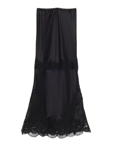 CYNTHIA ROWLEY Lace-Trim Satin Maxi Skirt | Thumbnail 1 CYNTHIA ROWLEY Lace-Trim Satin Maxi Skirt | Thumbnail 1