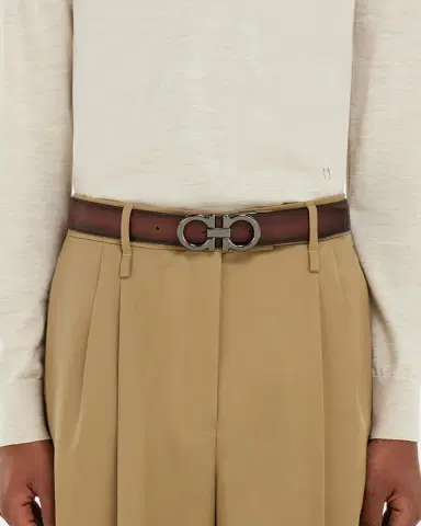 Ferragamo Men's Double Gancini Reversible Leather Belt | Thumbnail 2