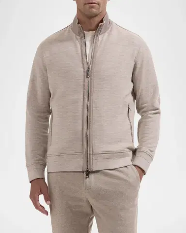 Bugatchi Men's Cotton-Wool Blend Zip-Up Cardigan | Thumbnail 4