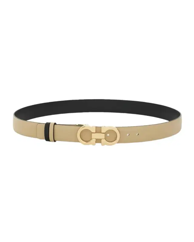 Ferragamo Mediterranean Gancini Leather Skinny Belt