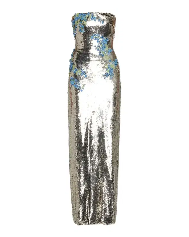 Monique Lhuillier Textured Strapless Column Gown