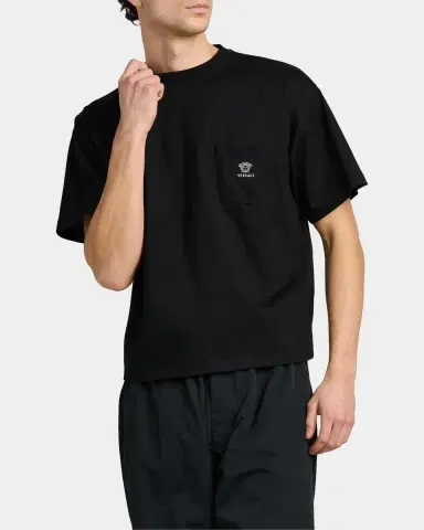 Versace Men's Embroidered-Medusa Jersey Pocket Crewneck T-Shirt | Thumbnail 4