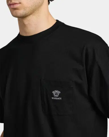 Versace Men's Embroidered-Medusa Jersey Pocket Crewneck T-Shirt | Thumbnail 5